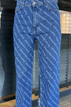 Bol Paça Likralı Kadın Jean Kot Pantolon