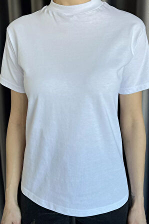 Dik Yaka Kadın Tişört