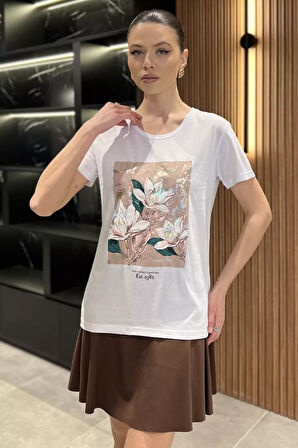 Ön Baskılı Kadın Tişört