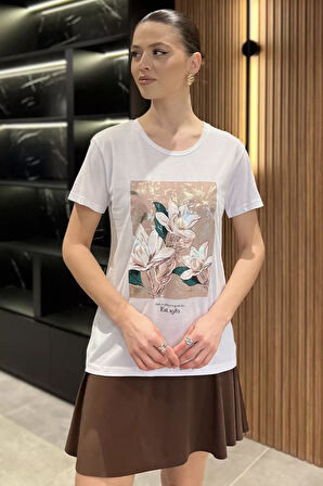 Ön Baskılı Kadın Tişört