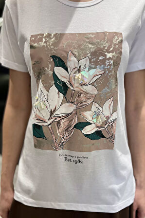 Ön Baskılı Kadın Tişört