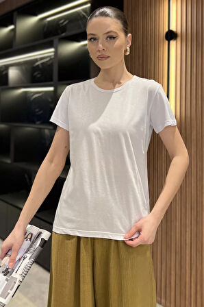 Kadın Bisiklet Yaka Basic Tişört