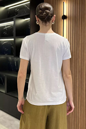 Kadın Bisiklet Yaka Basic Tişört