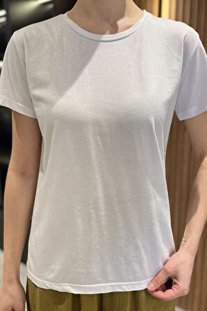 Kadın Bisiklet Yaka Basic Tişört