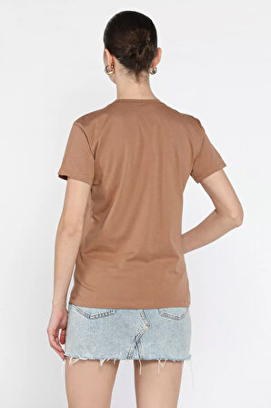 Kadın Aksesuarlı Bisiklet Yaka Tişört