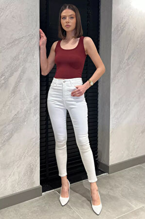 Yüksek Bel Ful Likralı Kadın Pantolon