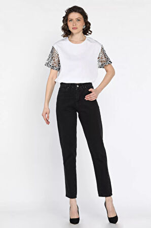 Kadın Yüksek Bel Mom Jeans Kot Pantolon