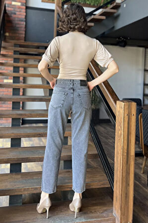 Kadın Yüksek Bel Mom Jeans Kot Pantolon