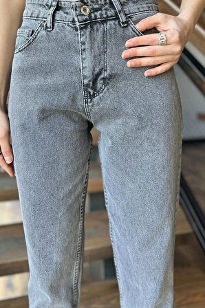Kadın Yüksek Bel Mom Jeans Kot Pantolon