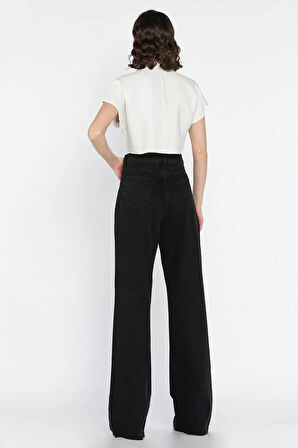 Kadın Yüksek Bel Kalp Desenli Jean Kot Pantolon