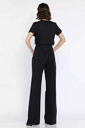 Kadın Kesik Paça Taş İşlemeli Jean Kot Pantolon