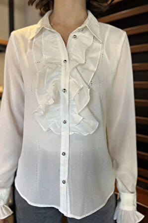 Kadın Volanlı İçlik Kombinli Gömlek