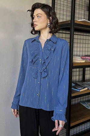 Kadın Volanlı İçlik Kombinli Gömlek