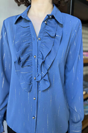 Kadın Volanlı İçlik Kombinli Gömlek