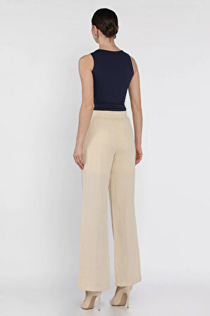 Kadın Bel Lastikli Bol Paça Pantolon