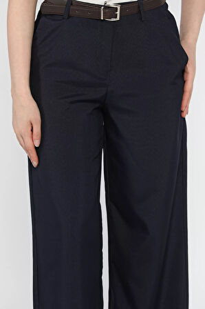 Kadın Kemerli Bol Paça Pantolon