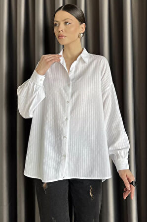 Çizgi Desenli Kadın Gömlek