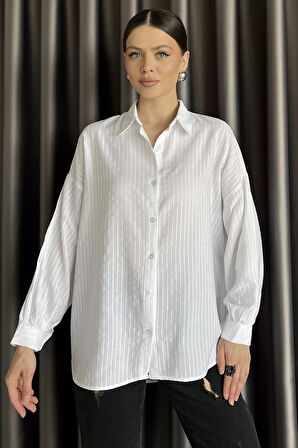 Çizgi Desenli Kadın Gömlek