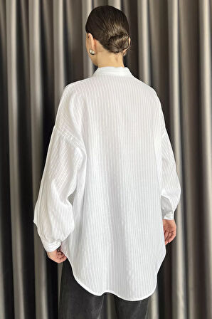 Çizgi Desenli Kadın Gömlek