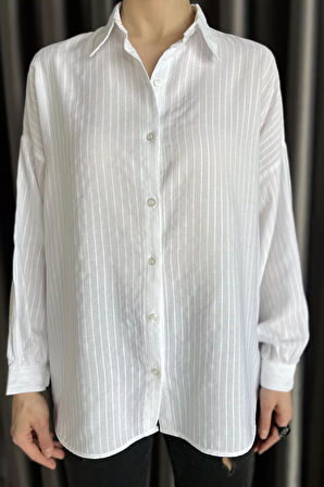 Çizgi Desenli Kadın Gömlek