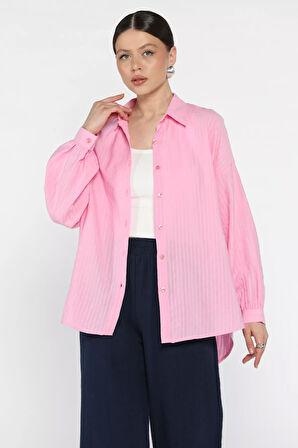 Çizgi Desenli Kadın Gömlek