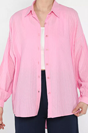 Çizgi Desenli Kadın Gömlek