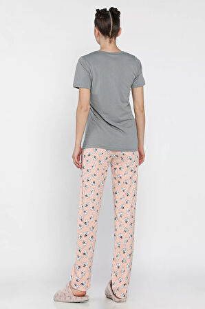 Kadın Baskılı Yarım Kol Pijama Takımı