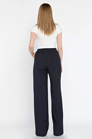 Bel Lastikli Bağcıklı Bol Paça Kadın Pantolon