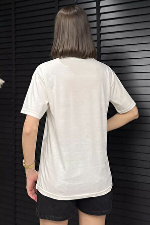 Baskılı Taşlı Kadın Tişört