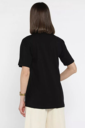 Bisiklet Yaka Taş Detaylı Kadın Tişört