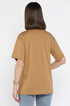 Yıldız Taşlı Bisiklet Yaka Kadın Tişört