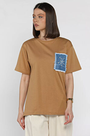 Kot Garnili Taşlı Kadın Tişört