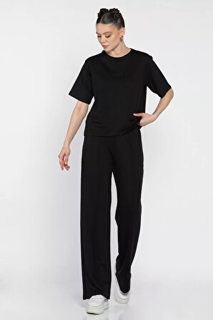 Kadın Nakışlı Çimalı Tişört Pantolon İkili Takım