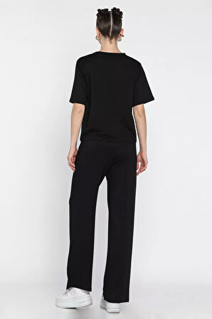 Kadın Nakışlı Çimalı Tişört Pantolon İkili Takım