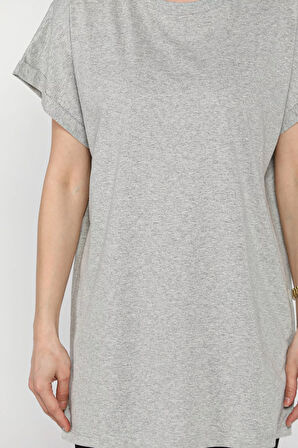 Kol Katlamalı Bisiklet Yaka Kadın Uzun Tişört (m-l-xl Uyumludur)