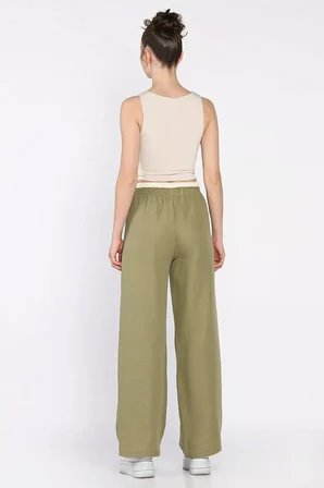 Kadın Bel Lastikli Yüksek Bel Palazzo Pantolon