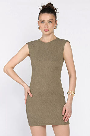Kadın Sıfır Kol Sırt Fermuarlı Pensli Elbise