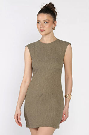 Kadın Sıfır Kol Sırt Fermuarlı Pensli Elbise