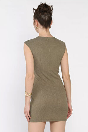 Kadın Sıfır Kol Sırt Fermuarlı Pensli Elbise