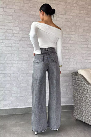 Kadın Palazzo Jean Kot Pantolon