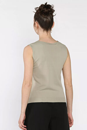 Kadın V Yaka Sıfır Kol Triko Bluz (s,m,l Uyumludur)