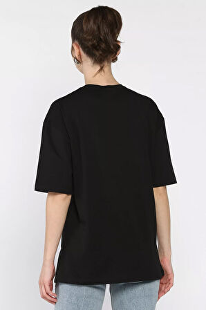 Bisiklet Yaka Baskılı Kadın Tişört