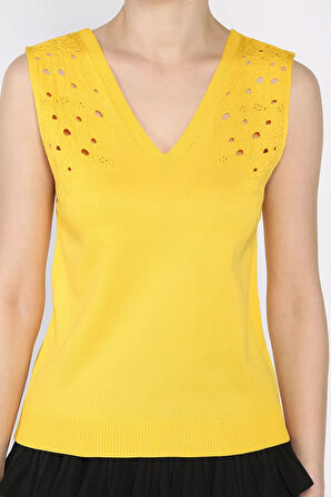 Kadın V Yaka Sıfır Kol Triko Bluz (s,m,l Uyumludur)