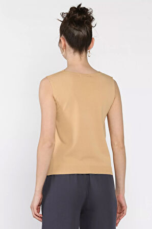 Kadın V Yaka Sıfır Kol Triko Bluz (s,m,l Uyumludur)