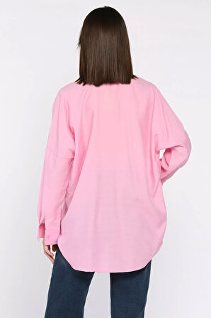 Kadın Çiçek Nakışlı Pul İşlemeli Salaş Gömlek