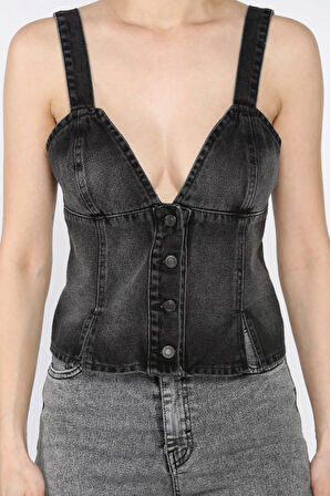 Arkası Korseli Jean Kot Büstiyer