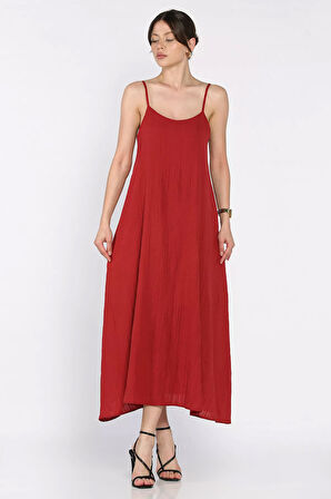 Kadın Ayarlanabilir Askılı Bol Kesim Elbise