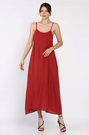 Kadın Ayarlanabilir Askılı Bol Kesim Elbise