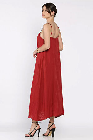 Kadın Ayarlanabilir Askılı Bol Kesim Elbise