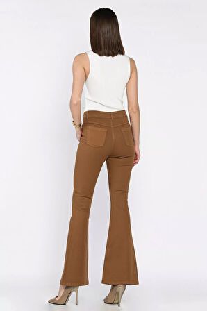 İspanyol Paça Likralı Kadın Gabardin Pantolon